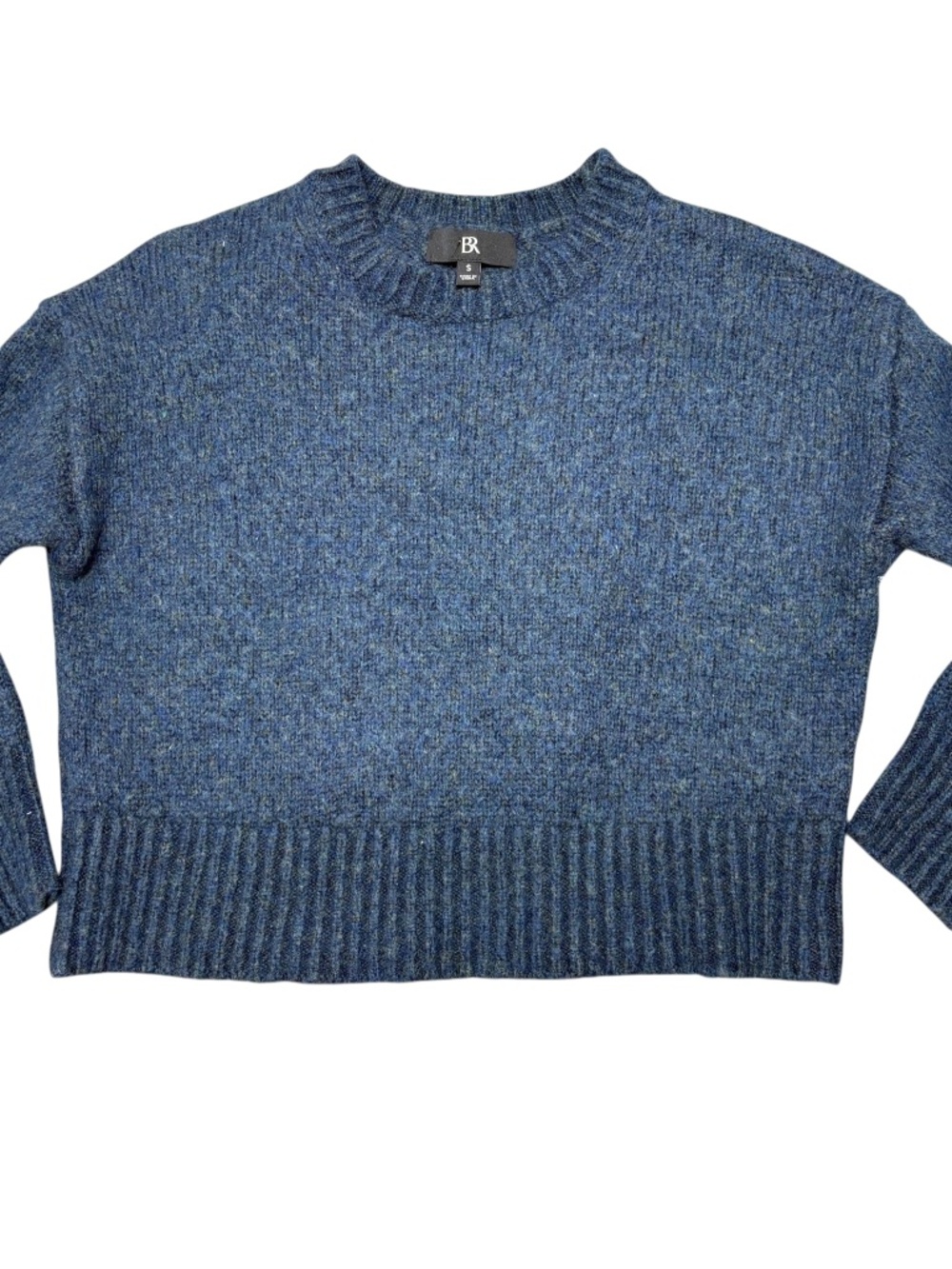 Banana Republic sweater blue cropped wool cotton crew neck long sleeve classic
